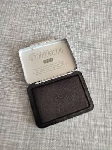 Vintage stempelkissen pelikan - vintage,