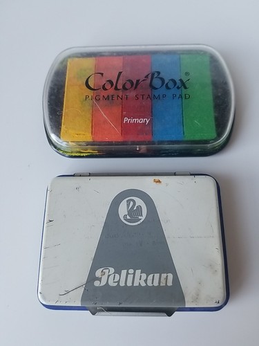Vintage stempelkissen pelikan - vintage,